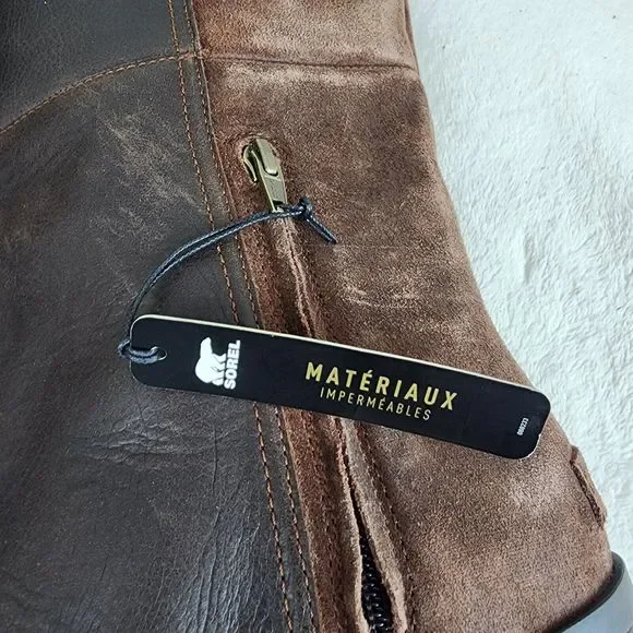 Sorel Cate Tall Brown Leather Waterproof Knee High Zip Women's Boots Size 10.5 - Picture 10 of 12